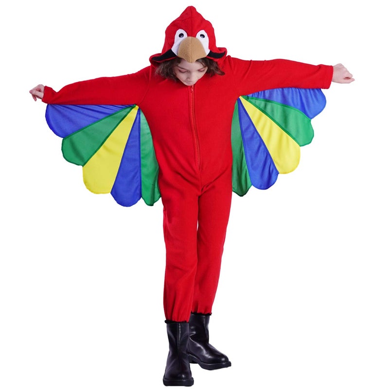 PGOND Girl's Parrot Jumpsuit Kids Red Costume (S/4-6Y) - Image 1